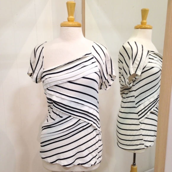 SOLD Anthropologie Postmark Striped Ruffle Tee - Picture 2 of 6